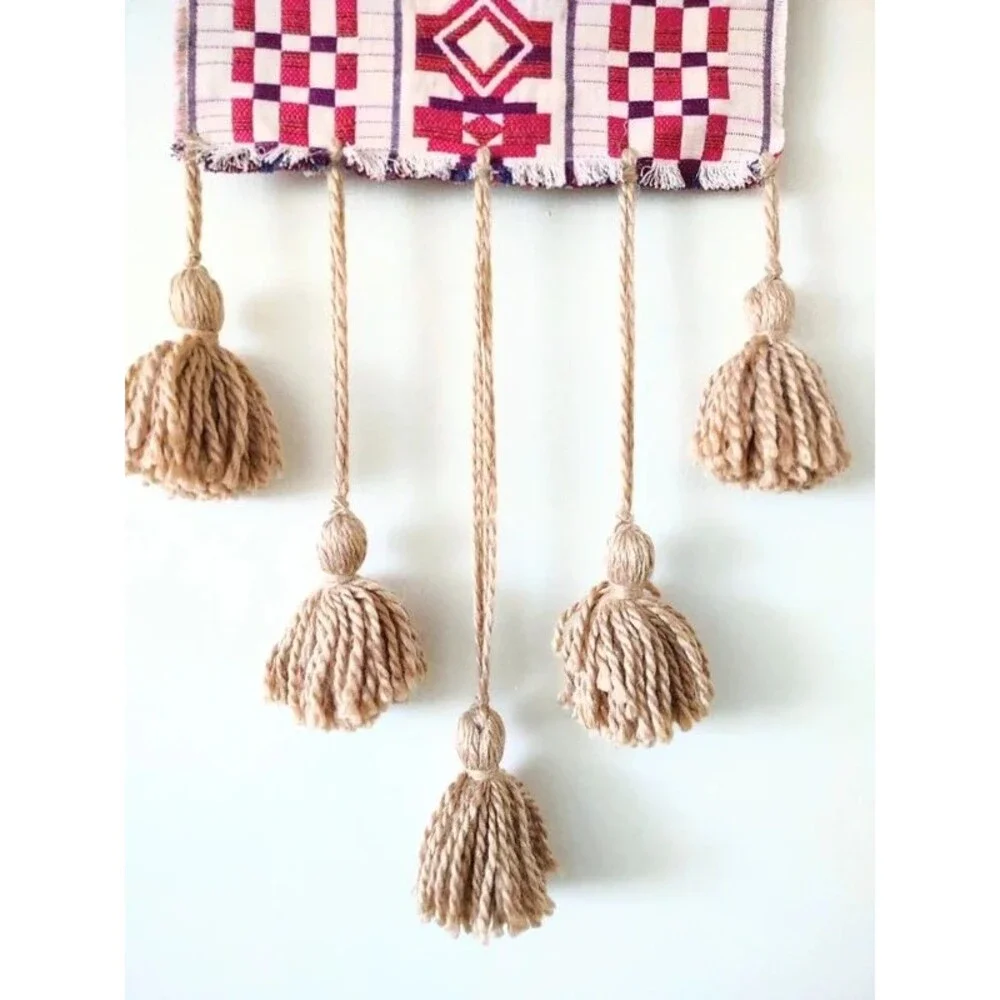 Vintage Boho Rustic Primitive Tassel Tapestry Wall Art